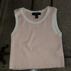Pink and white Forever 21 ribbed knit crop top
